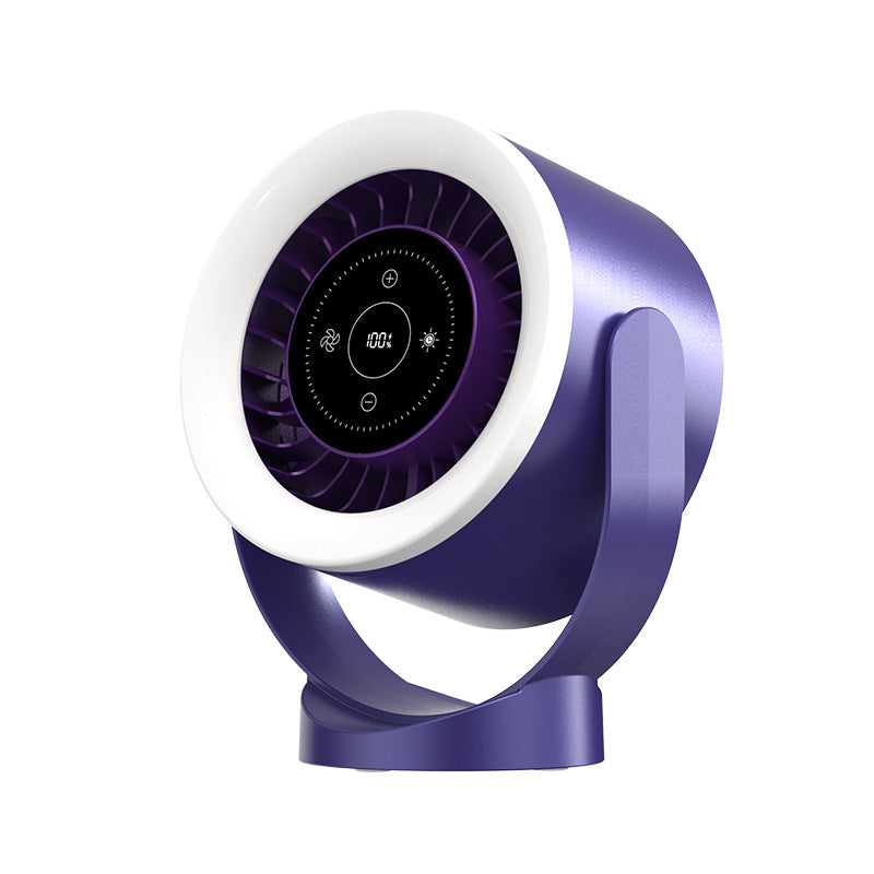 Sarah Express Rechargeable USB Desk Fan with LED Light - Adjustable 100-Speed Wall Mount Table Fan Dark Blue 204.5x160x102mm