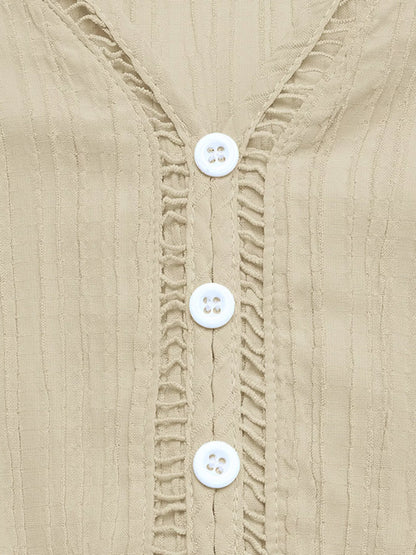 Sarah Express Women's Tiered V-Neck Long Sleeve Dress - Buttoned Midi Dress with Tie Detail