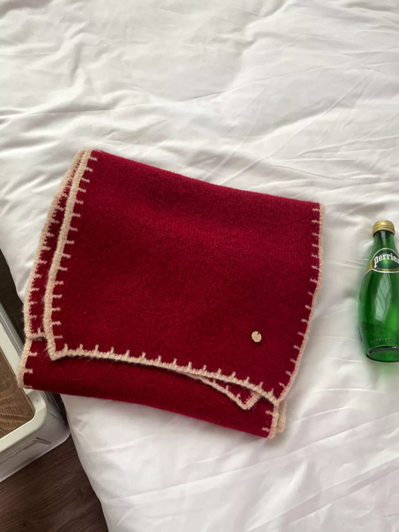 Sarah Express Women's Contrast Trim Knit Scarf Red One Size