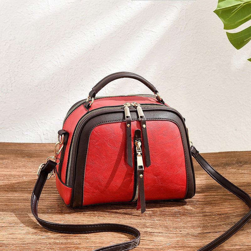 Sarah Express Womens Quilted Oval Crossbody Bag – Vintage Tote & Shoulder Bag Red