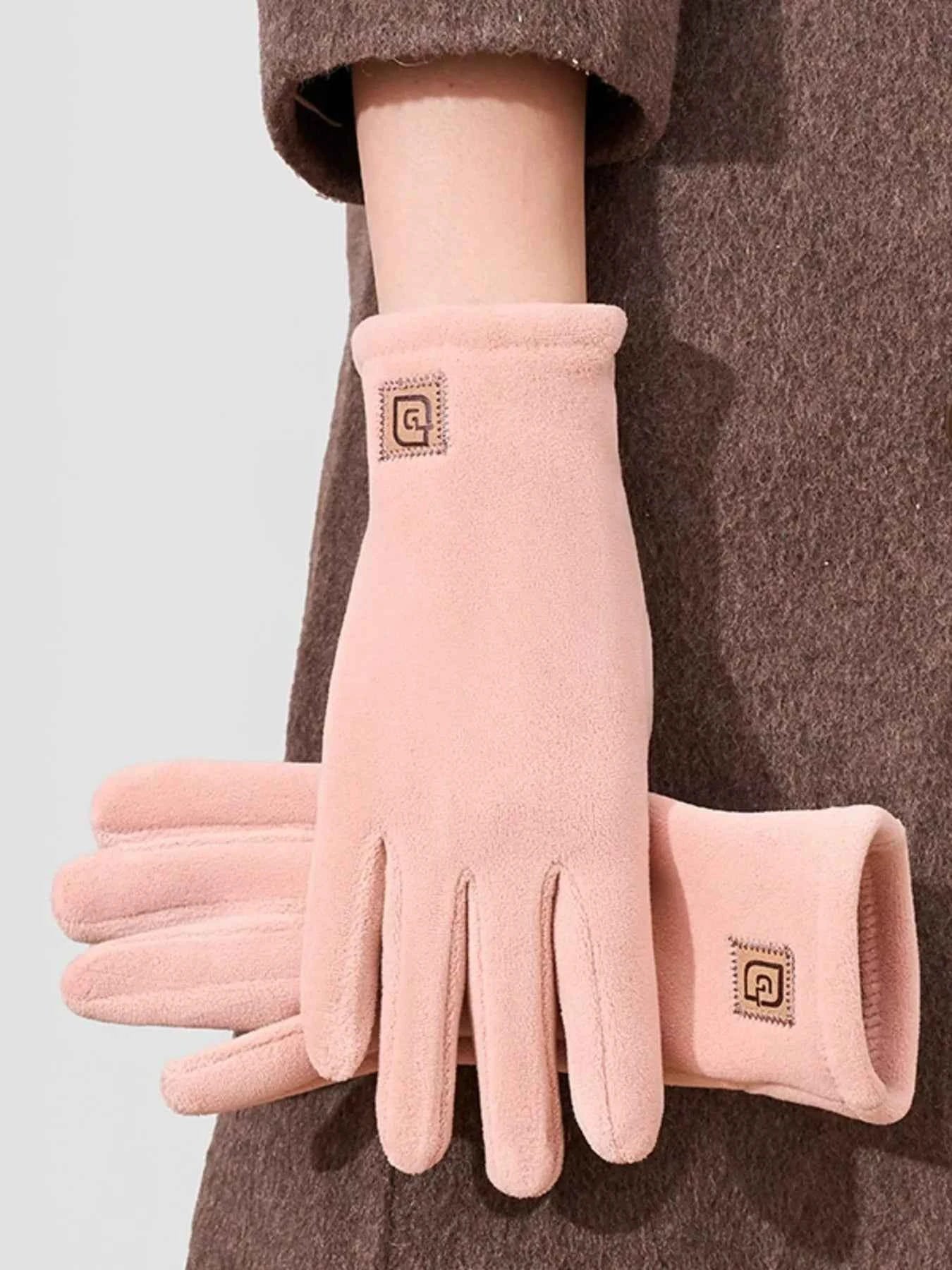 Sarah Express Women's Fleece Touchscreen Gloves - Winter Warm Thermal Gloves Pale Blush One Size
