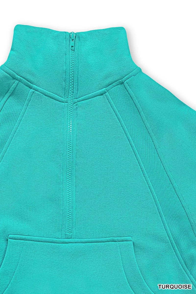 Sarah Express Women's Fleece Half Zip Kangaroo Pocket Sweatshirt