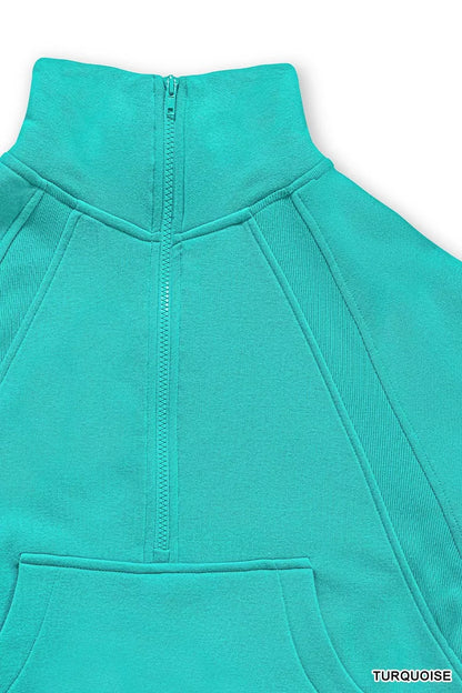 Sarah Express Women's Fleece Half Zip Kangaroo Pocket Sweatshirt