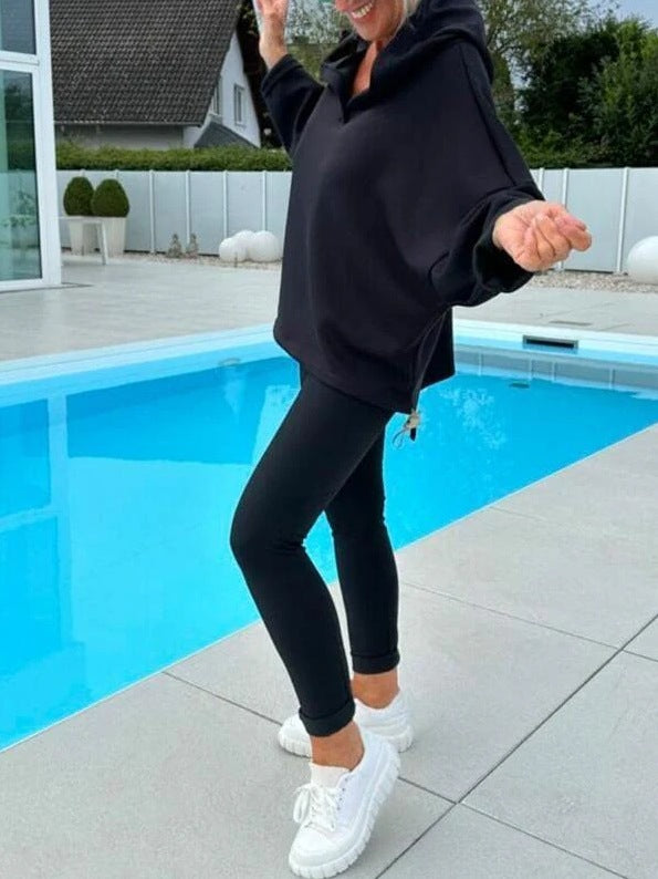 Sarah Express Women's Hooded Sweatshirt Two-Piece Matching Set Loungewear Athleisure