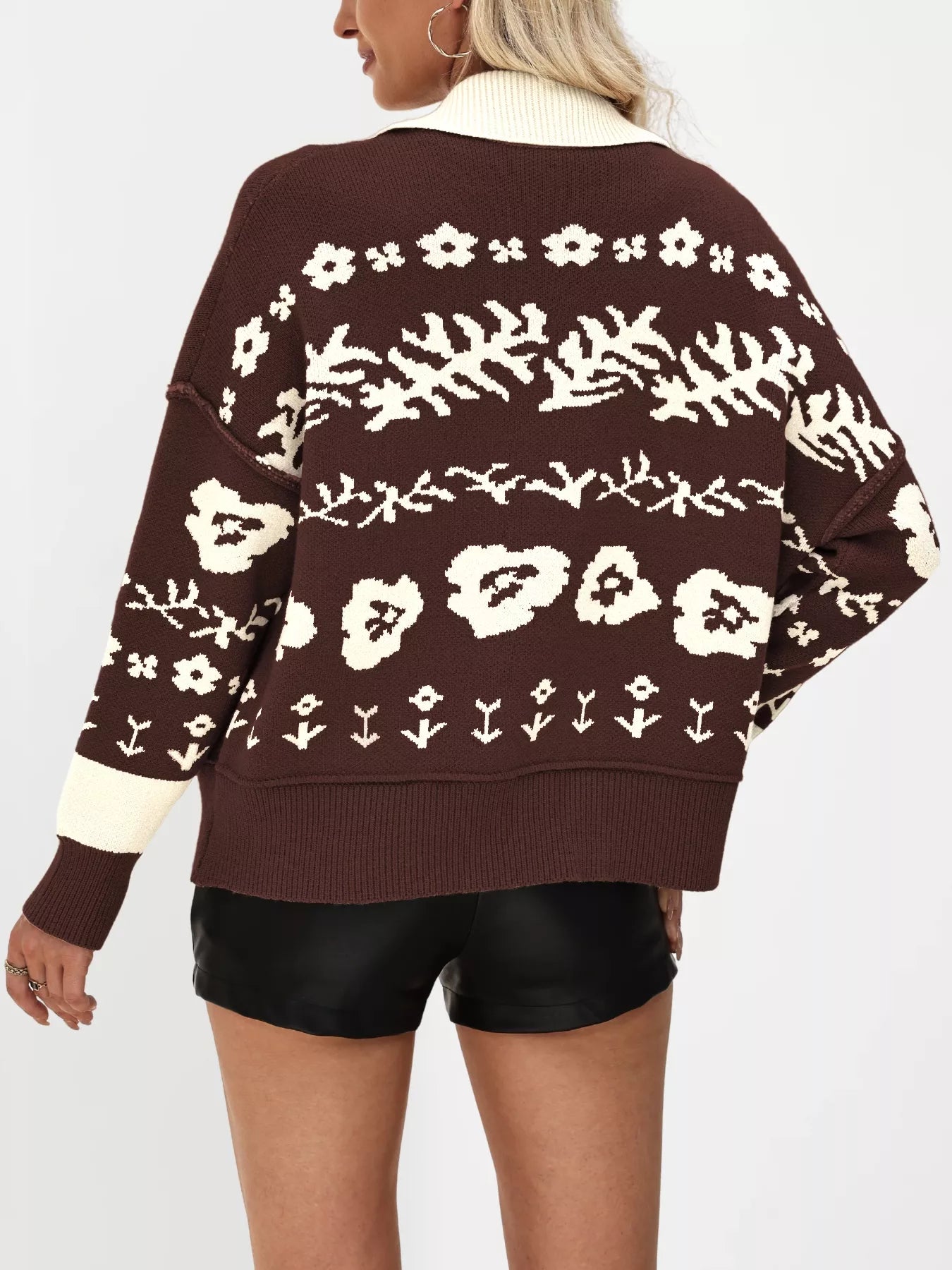 Trendsi Women's Floral Pattern Button-Down Cardigan