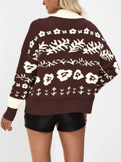 Trendsi Women's Floral Pattern Button-Down Cardigan