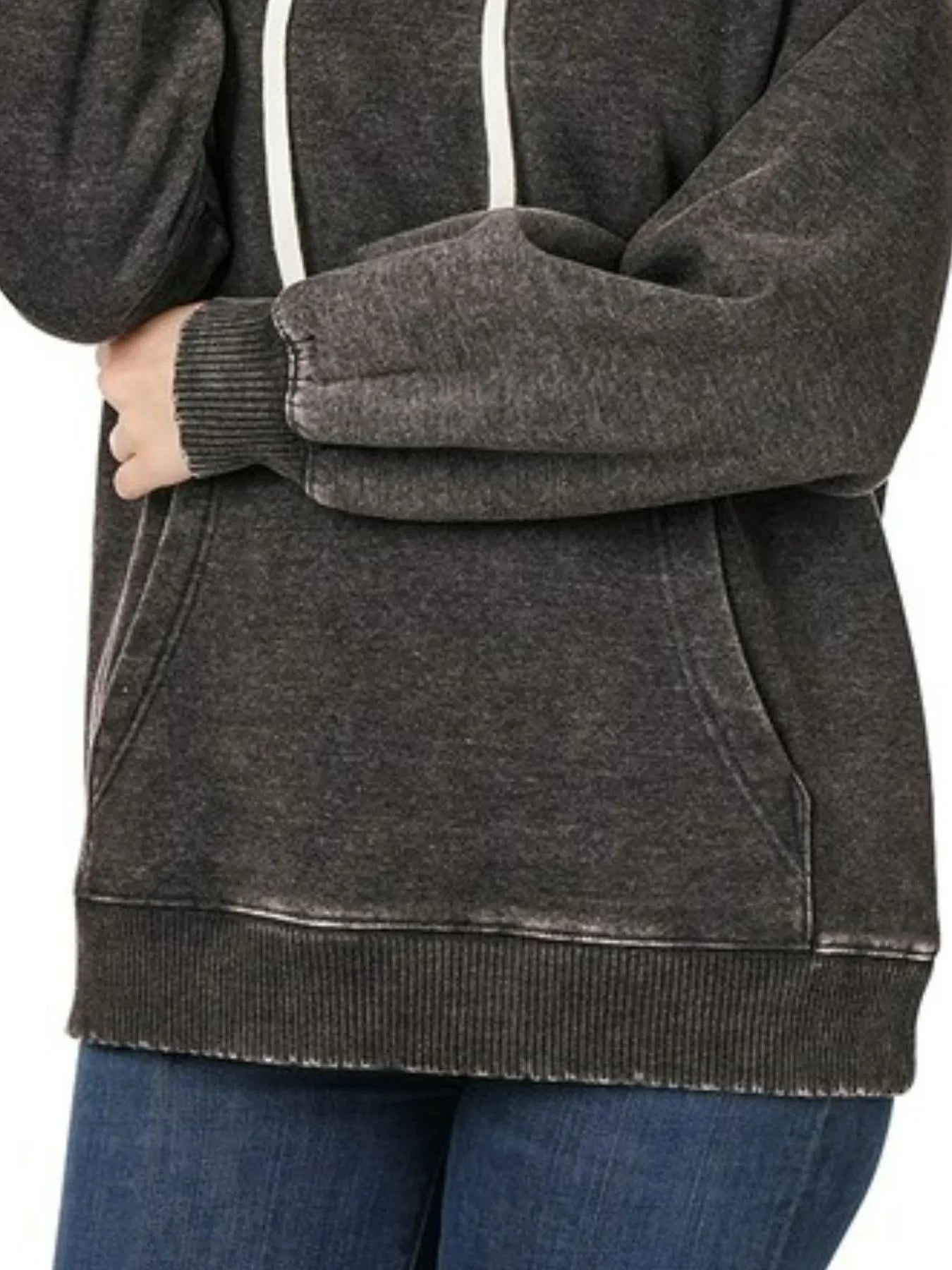 Sarah Express Women’s Acid Wash Fleece Hoodie with Drawstring
