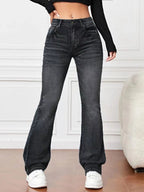 Sarah Express Women's High Waist Bootcut Denim Jeans Stretch Cotton Flare Leg Pants with Pockets