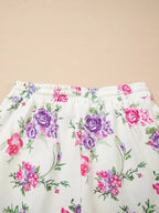 Sarah Express Women's Floral Print Round Neck Top and Drawstring Pants Lounge Set