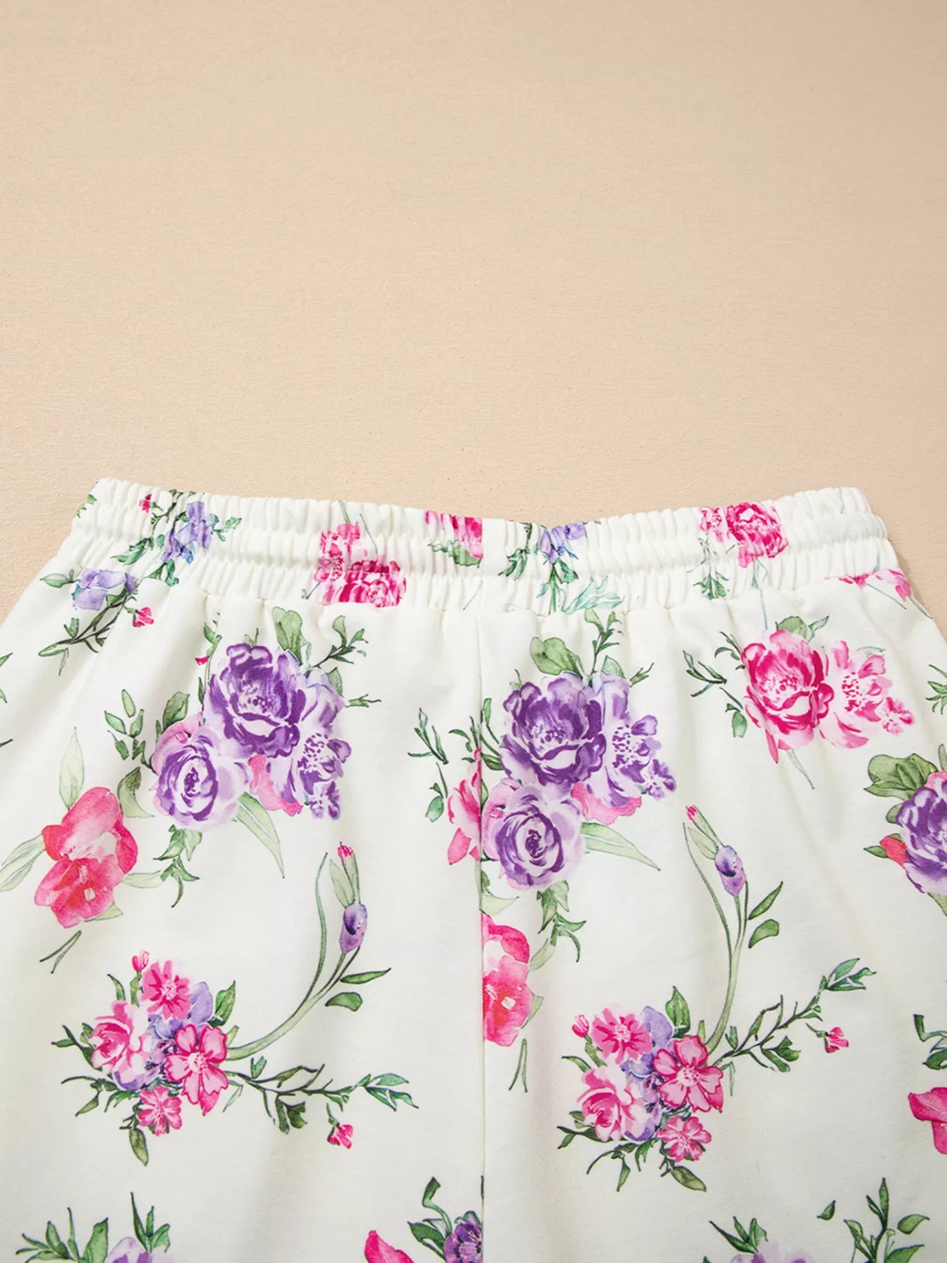 Sarah Express Women's Floral Print Round Neck Top and Drawstring Pants Lounge Set