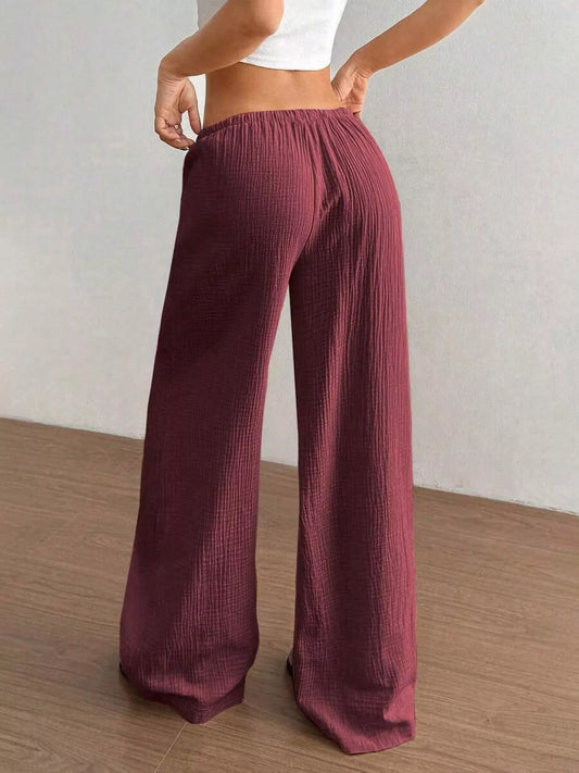 Sarah Express Women's Drawstring Wide Leg Pants