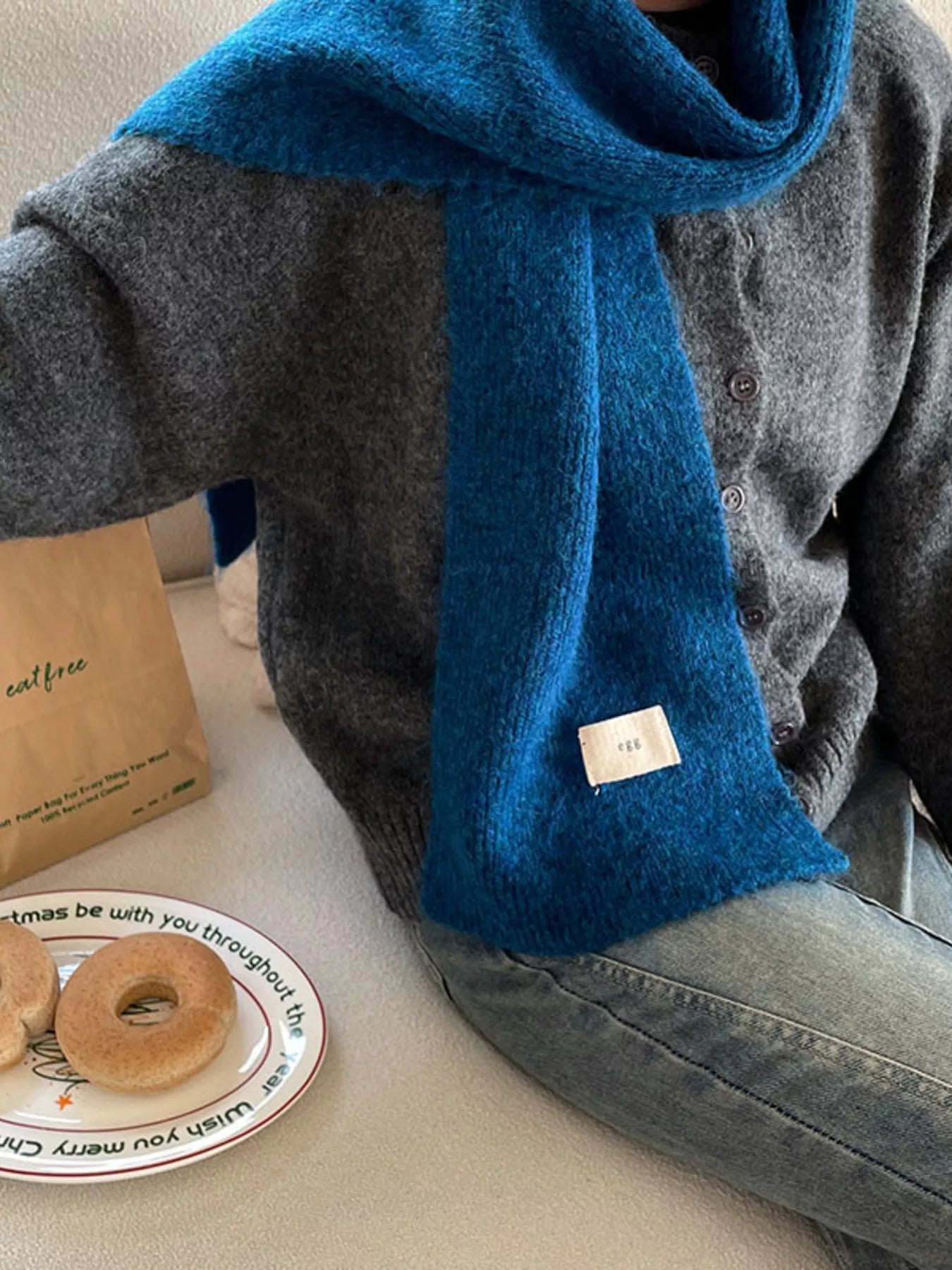 Sarah Express Women's Cozy Knitted Winter Scarf Peacock Blue One Size