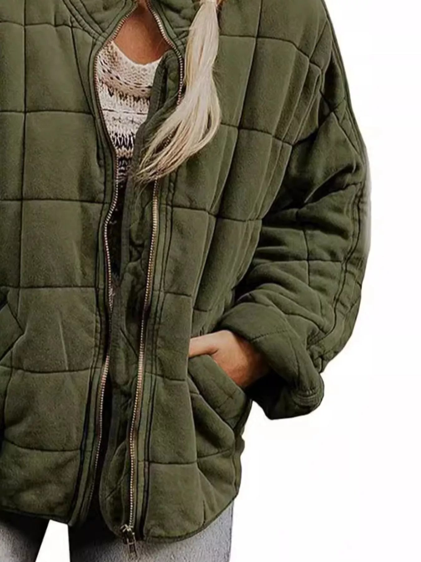 Sarah Express Women's Quilted Zip Up Jacket