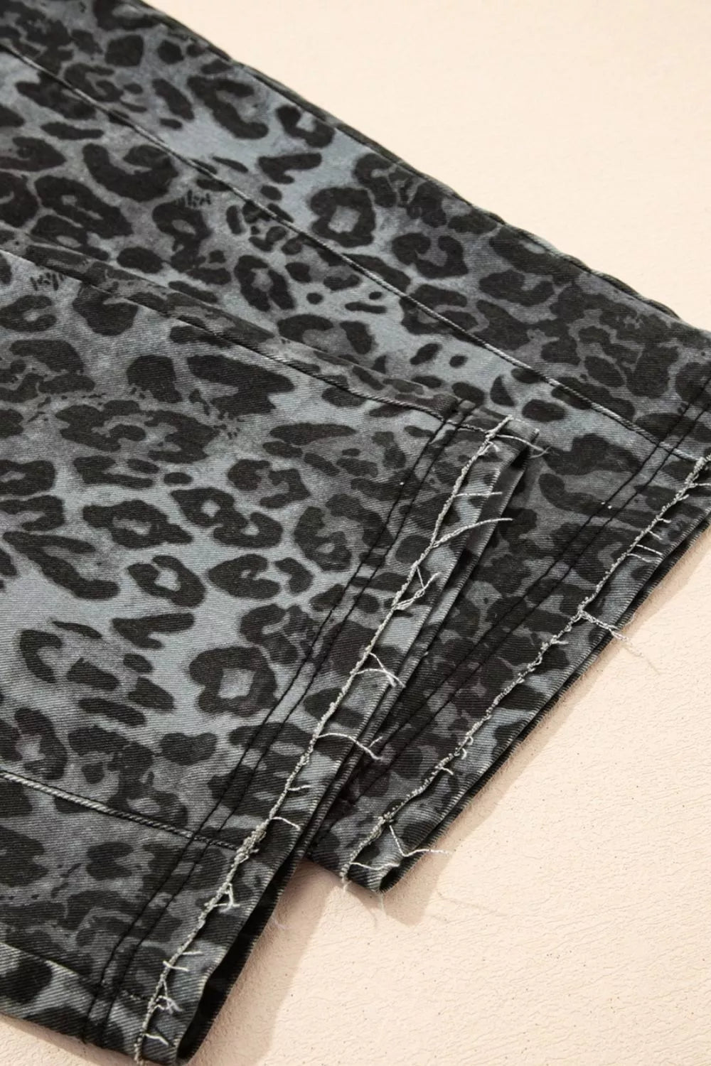 Sarah Express Women's Leopard Print Denim Overalls - Adjustable Strap Cropped Loose Fit Jumpsuit