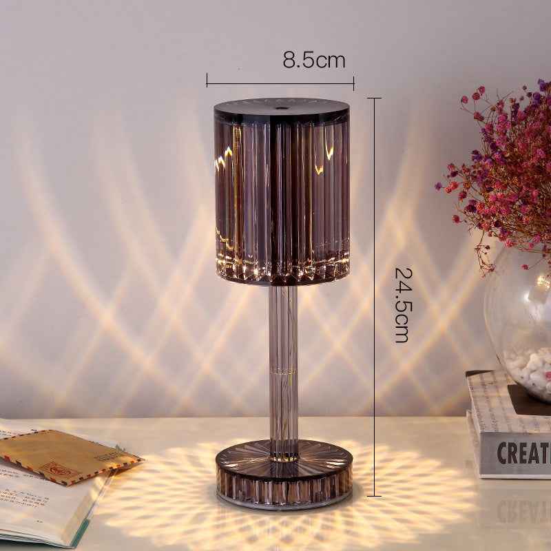 Sarah Express Crystal Diamond Table Lamp - Touch Dimmable LED Night Light for Bedroom Smoke grey USB