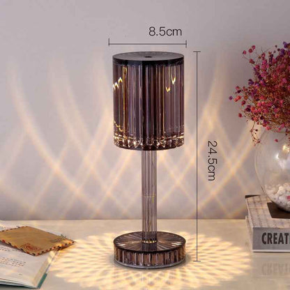 Sarah Express Crystal Diamond Table Lamp - Touch Dimmable LED Night Light for Bedroom Smoke grey USB