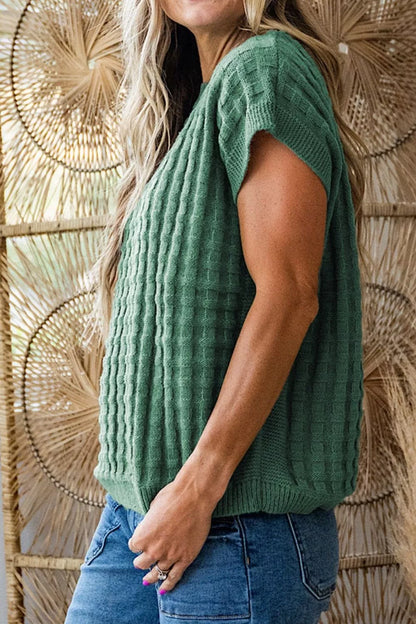 Sarah Express Women's Textured Knit Cap Sleeve Sweater Vest