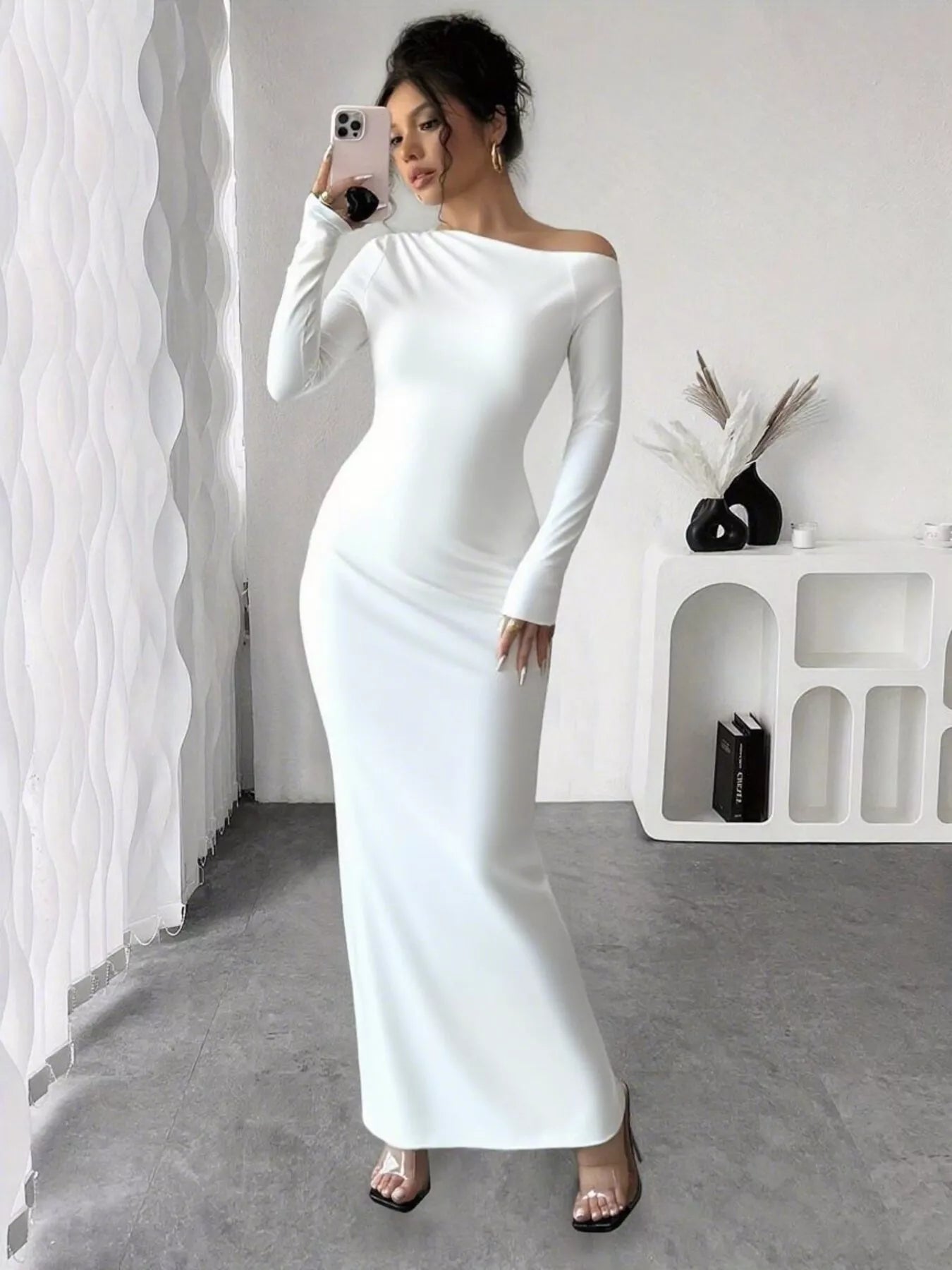 Sarah Express Women's Floral Print One Shoulder Maxi Dress