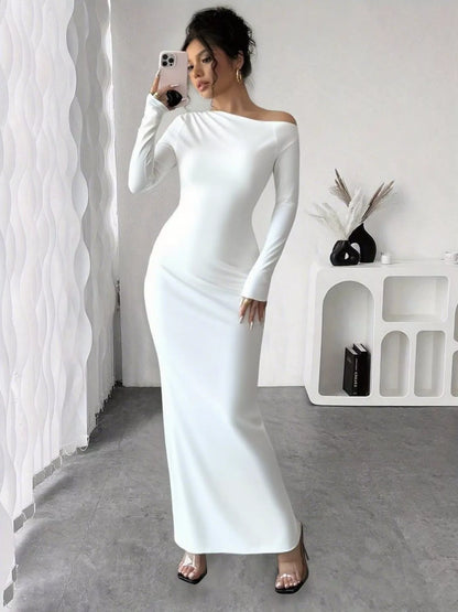 Sarah Express Women's Floral Print One Shoulder Maxi Dress