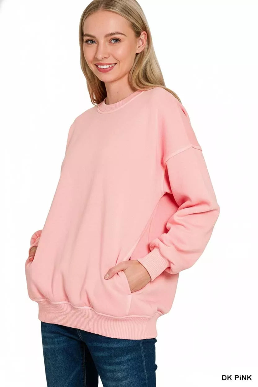 Trendsi Women's Pigment Dye Fleece Oversized Sweatshirt