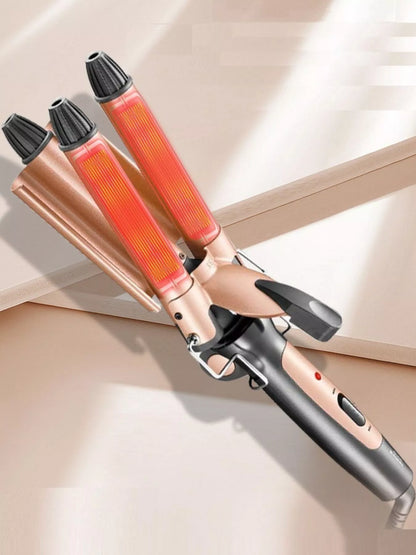 Sarah Express 3-Barrel Curling Iron - Professional Triple Barrel Hair Waver for Beach Waves
