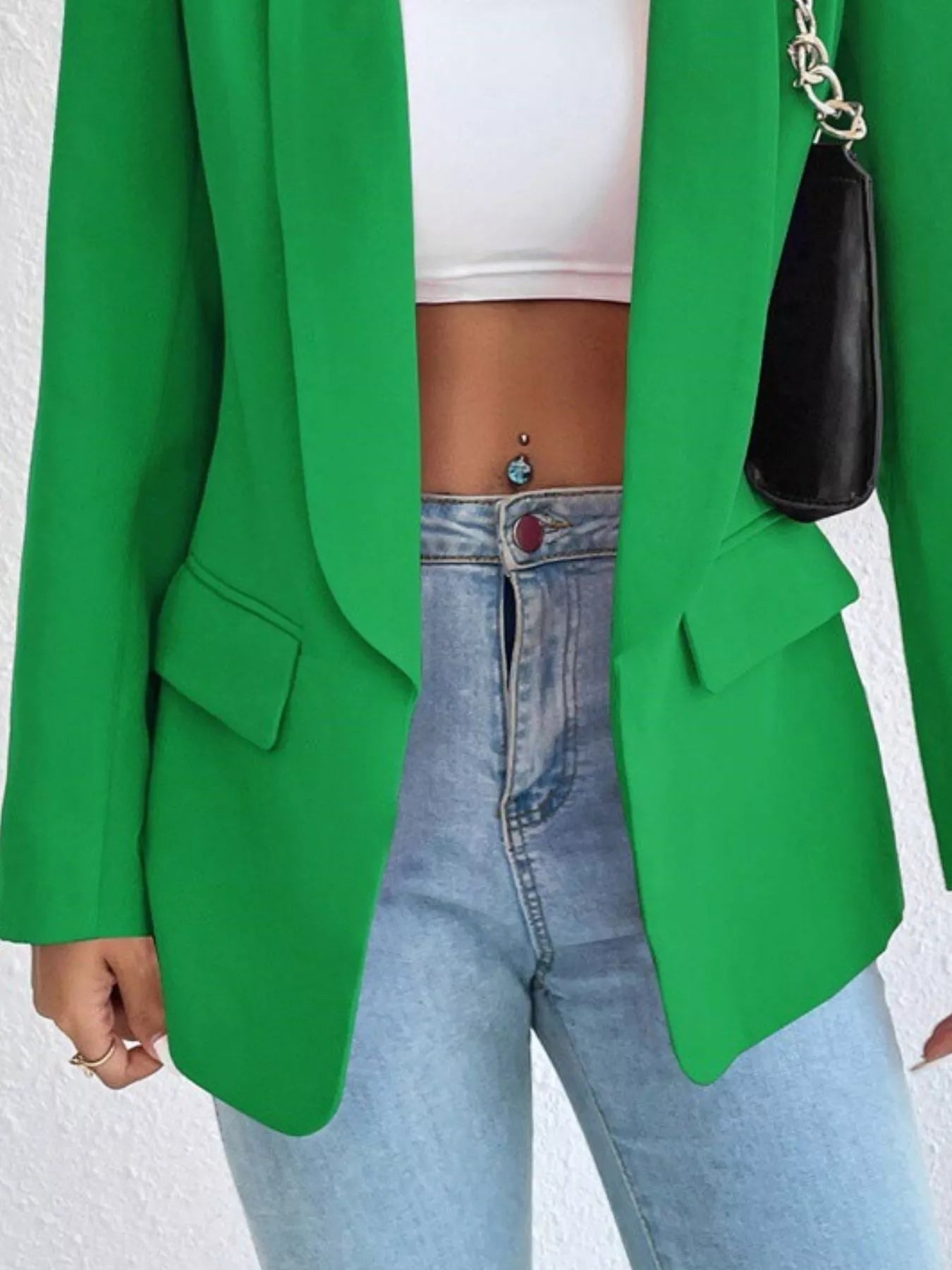 Sarah Express Women's Open Front Casual Blazer Plus Size Long Sleeve Professional Outerwear