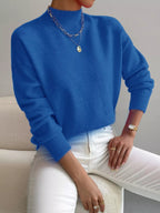 Sarah Express Women's Mock Neck Dropped Shoulder Sweater