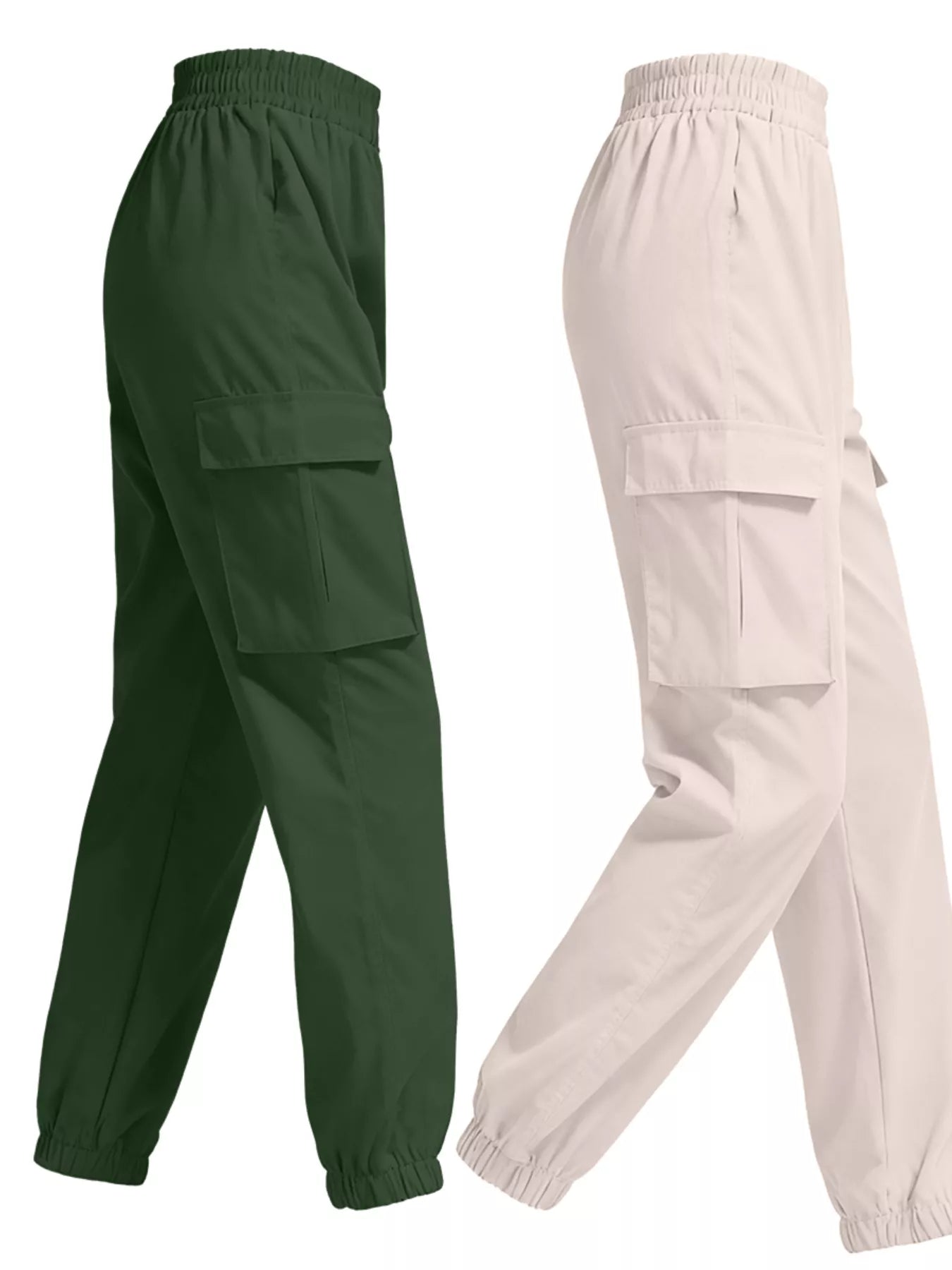 Sarah Express Women's 2 Piece Elastic Waist Cargo Pants Set