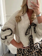 Sarah Express Women's Tie Front Long Sleeve Sweater