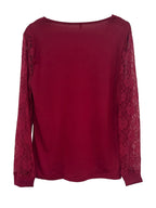 Sarah Express Women's Lace Detail V-Neck Long Sleeve Blouse