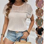 Sarah Express Hollow Cutout Breathable Short Sleeve T-Shirt Raglan Sleeve
