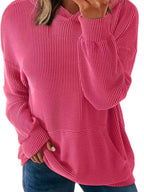 Sarah Express Women's Ribbed Oversized Hoodie Sweatshirt with Pocket