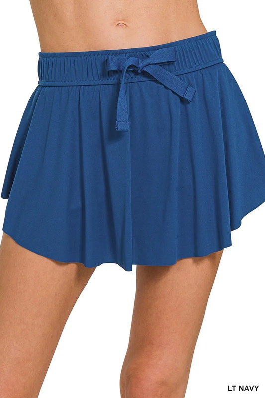 Sarah Express Women's Ruffle Hem Tennis Skirt with Hidden Inner Pockets LT NAVY