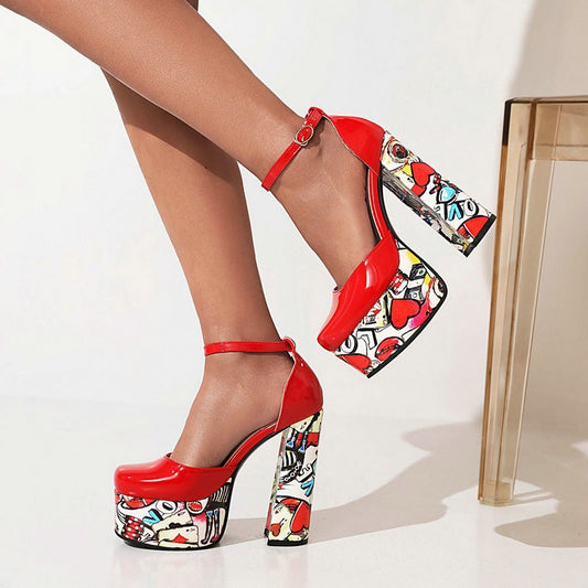 Sarah Express Women's Waterproof Platform Sandals - Chunky Heel Super High Heels - Sarah Express