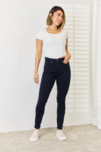 Sarah Express Women’s Plus Size Garment Dyed Tummy Control Skinny Jeans
