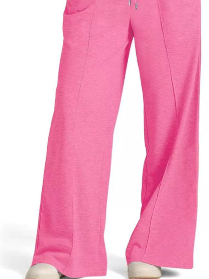 Sarah Express Women's Wide Leg Drawstring Pants - High Waist Palazzo Pants with Pockets