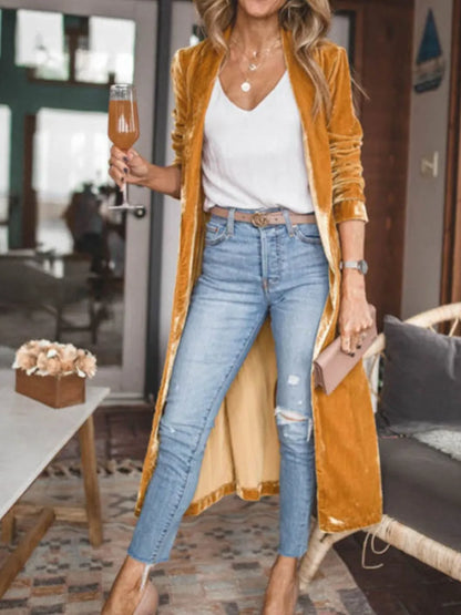 Sarah Express Women's Hooded Button Up Longline Coat Tangerine