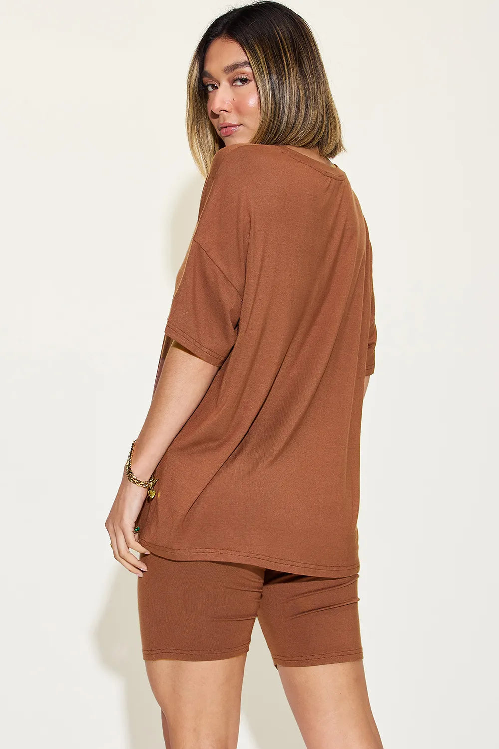 Women's Plus Size V-Neck T-Shirt & Shorts Lounge Set | Fast Shipping
