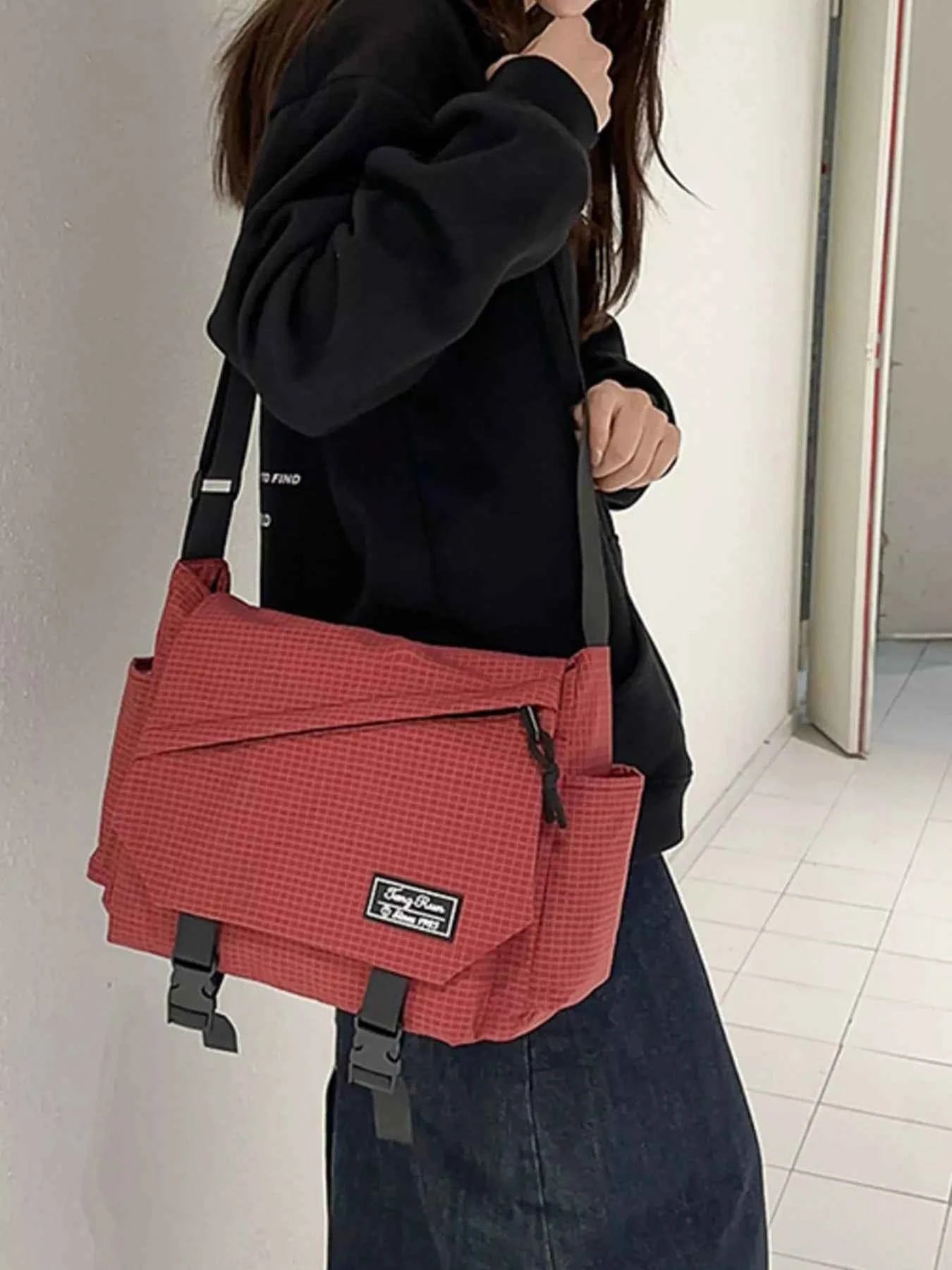 Plaid Buckle Flap Crossbody Bag