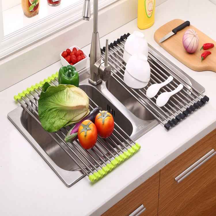 Sarah Express Folding Kitchen Sink Rack - Stainless Steel Dish Drainer Organizer