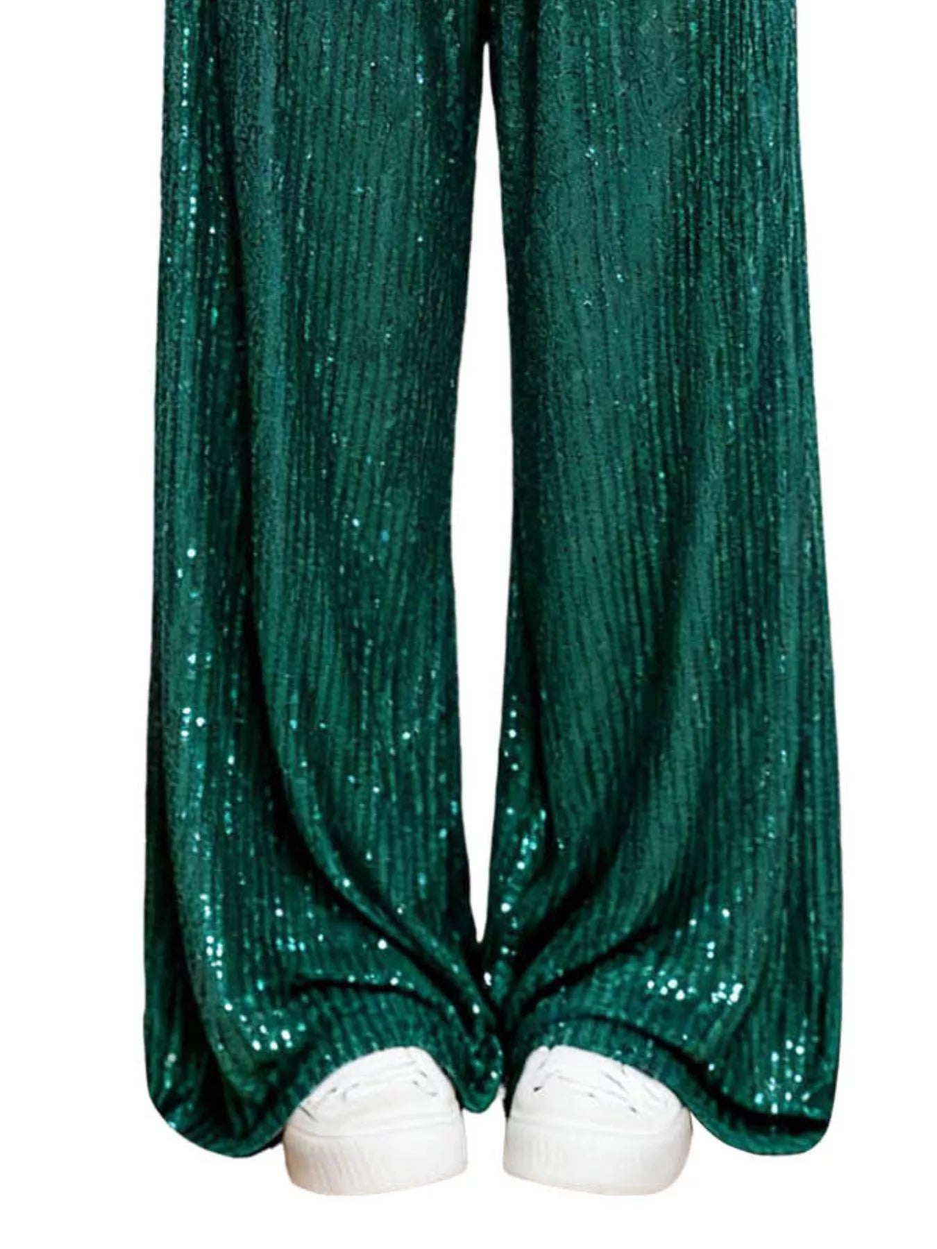 Sarah Express Women's Sequin Wide Leg Pants - High Waist Sparkle Palazzo Trousers