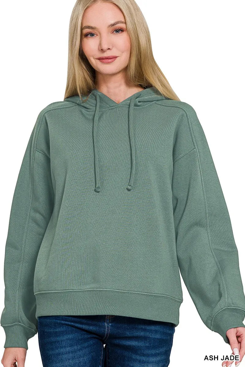 Sarah Express Women's Drawstring Relaxed Fit Fleece Hoodie ASH JADE