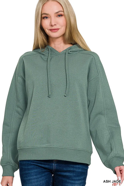 Sarah Express Women's Drawstring Relaxed Fit Fleece Hoodie ASH JADE