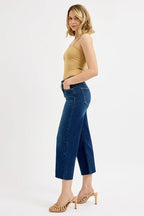 Sarah Express Women’s Plus Size Tummy Control Cropped Wide Leg Jeans
