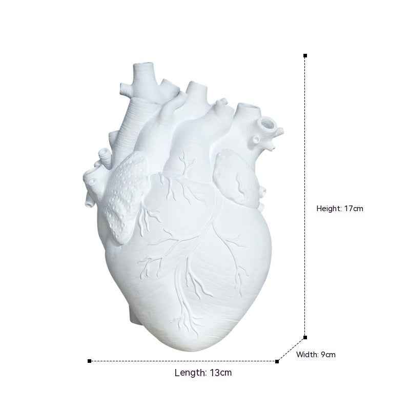 Sarah Express Nordic Heart Flower Vase Resin Sculpture Desktop Planter Home Decor Ornament White Small
