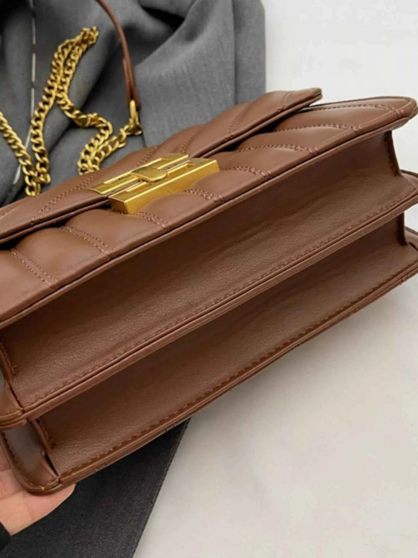 Sarah Express Women's Quilted Flap Chain Shoulder Bag - Small PU Leather Crossbody Purse