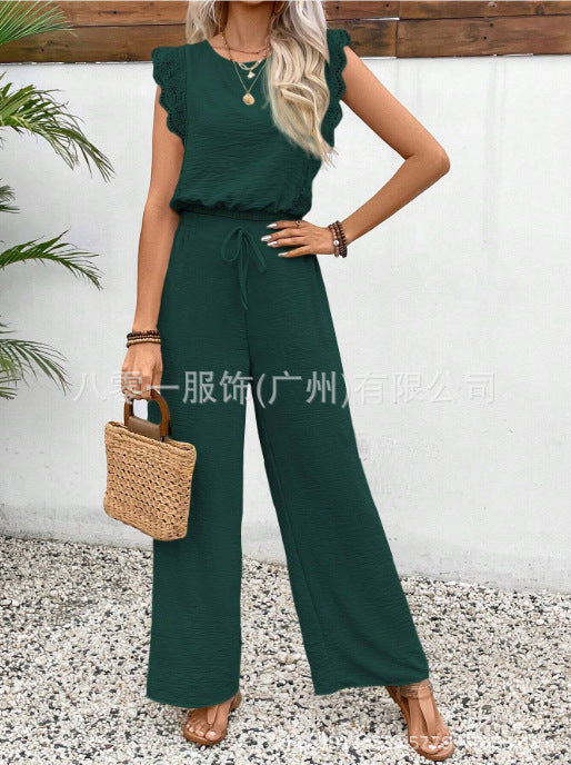 Sarah Express Sleeveless Vest Trousers Two Piece Set Lace Detail