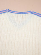 Sarah Express Women's Striped V Neck Dolman Sleeve Rib Knit Oversized Sweater