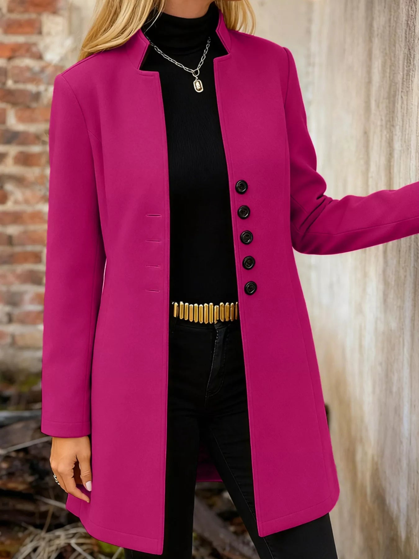 Sarah Express Women's Longline Button-Down Shirt Jacket with Pockets