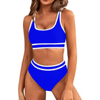 Sarah Express Women's Two-Piece Bikini Set - Tight-Fit Solid Color Swimsuit for Beach Swimming